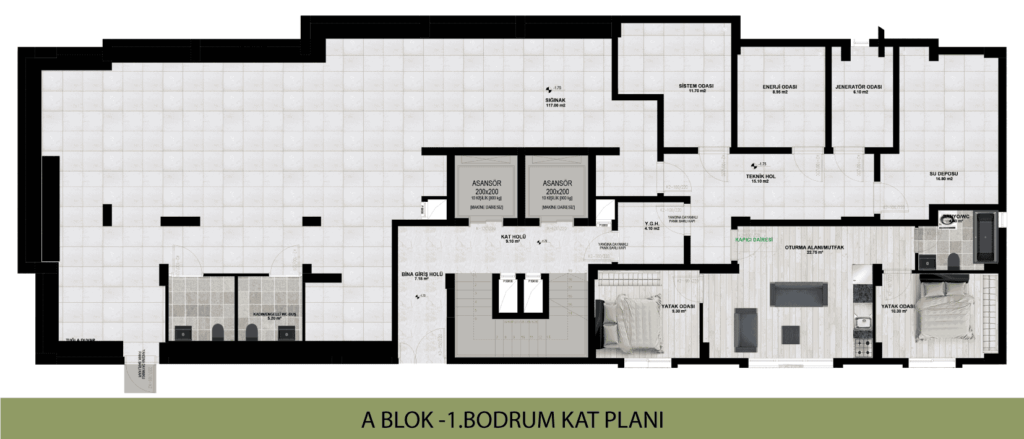 İnci Palas A Blok Bodrum Kat Planı