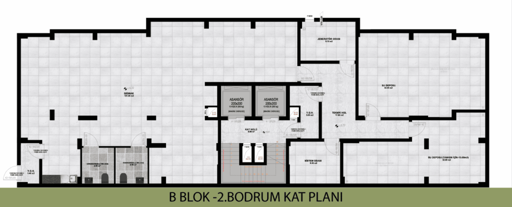 İnci Palas B Blok 2. Bodrum Kat Planı
